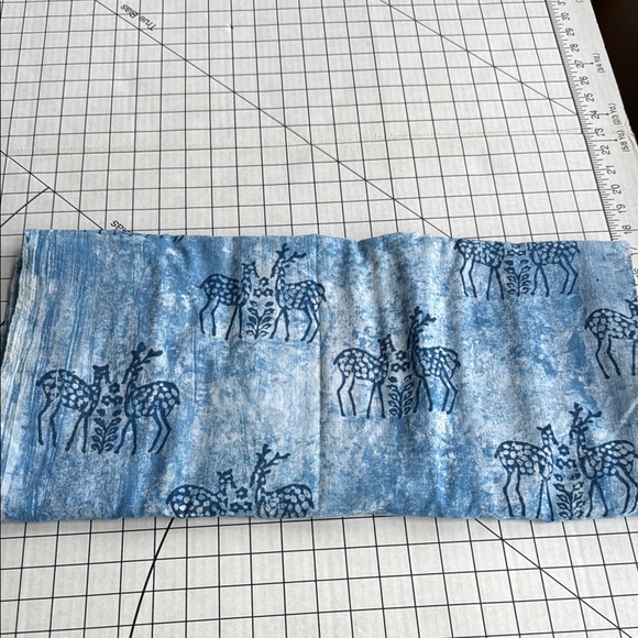 Vintage Indian Block Print Cotton Fabric – Blue Deer Motif – 3 Yards - Picture 2 of 11